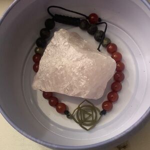 Rose Quartz and Beaded Bracelet Set